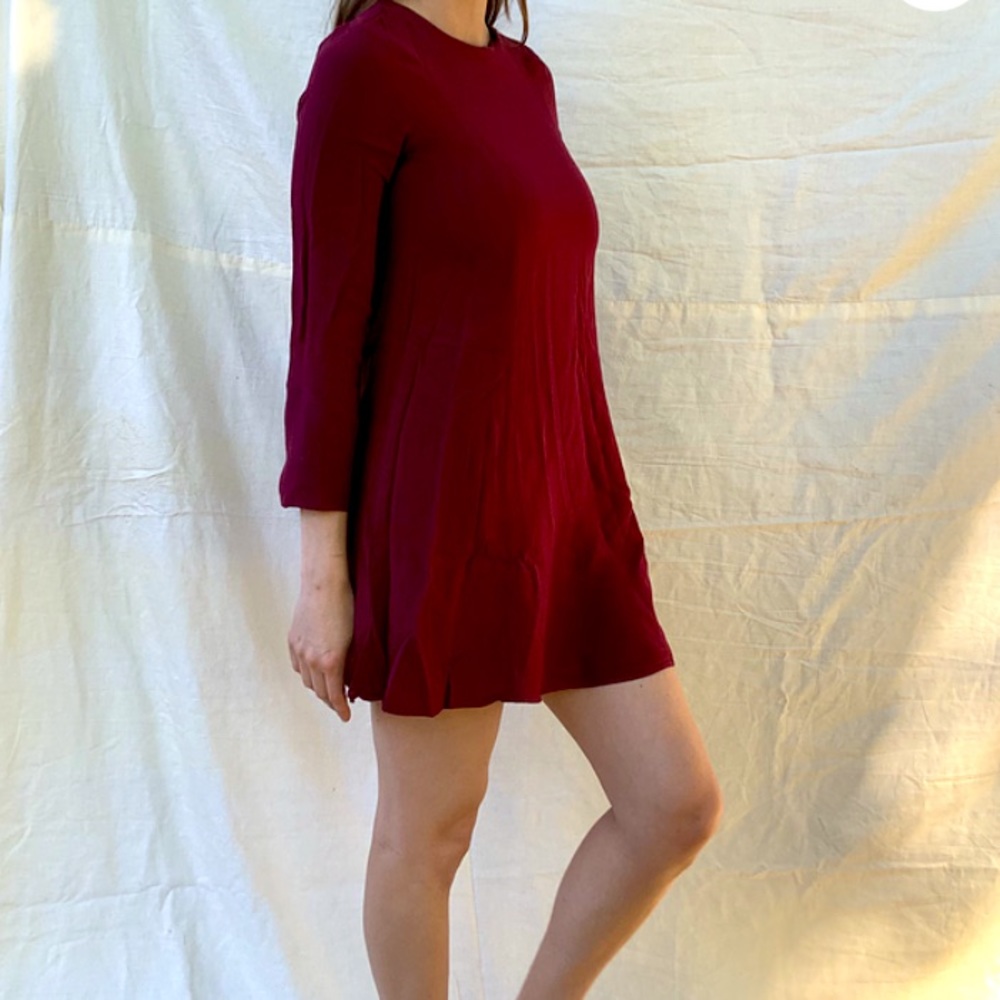 Burgundy Long Sleeved Dress